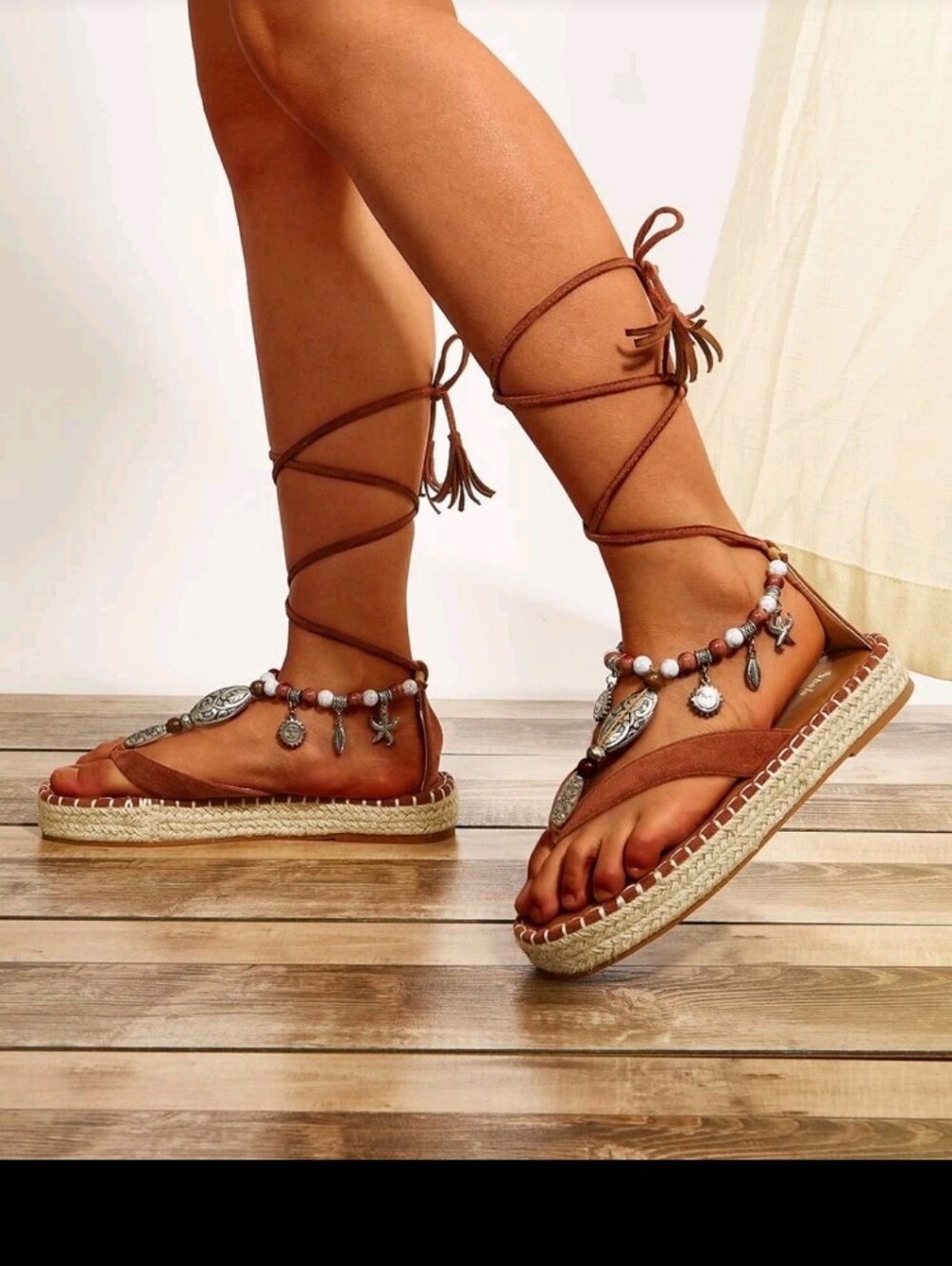 Women’s Brown Lace-Up Gladiator Espadrille Sandals